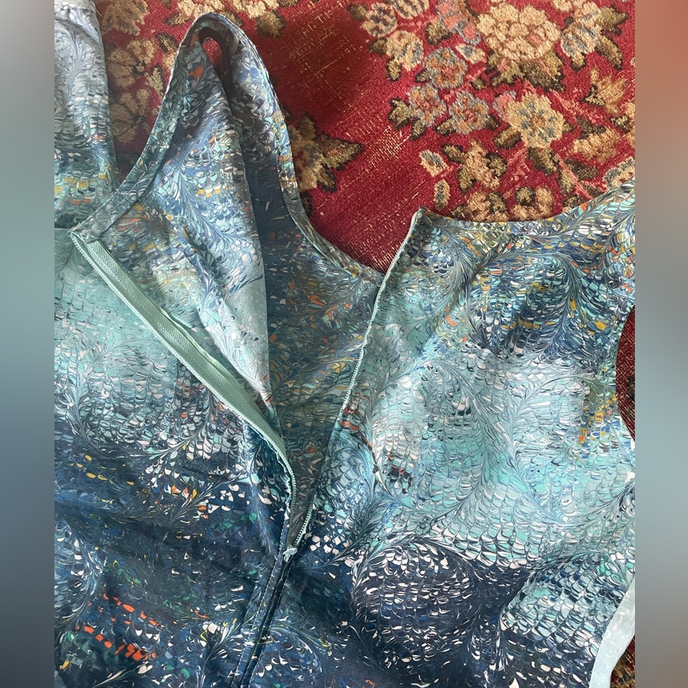 Vintage ‘60s ‘70s John Meyer 2 piece marble print skirt & tank ethereal blues M - Picture 9 of 11